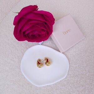 Gold and Red Teardrop Earrings